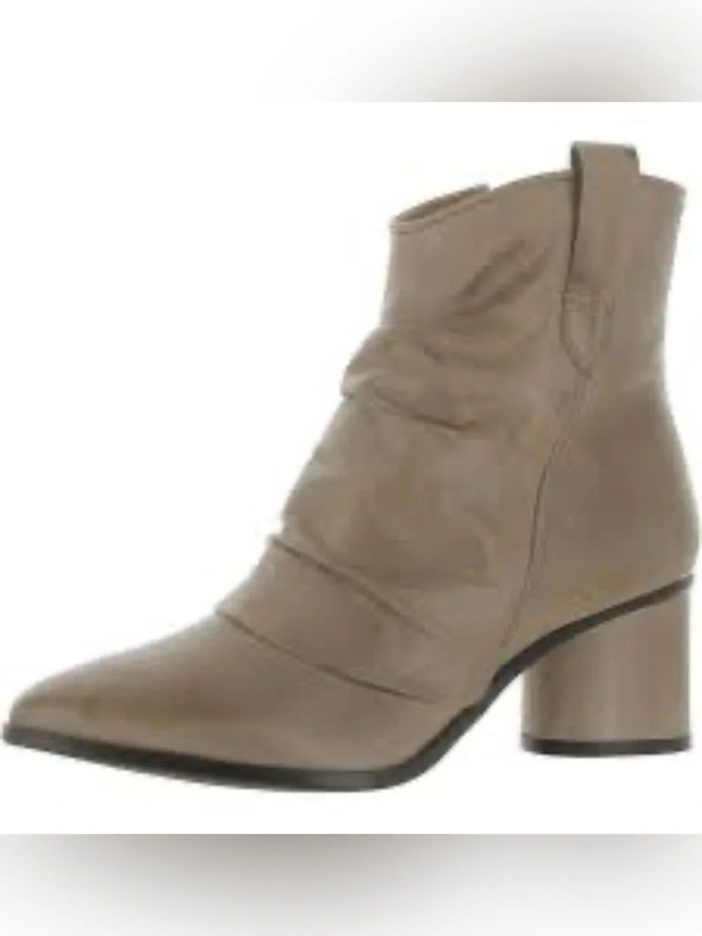 Miz Mooz JARED Taupe Tan Ruched Leather Pointed Toe Zip Side Ankle Boots NEW